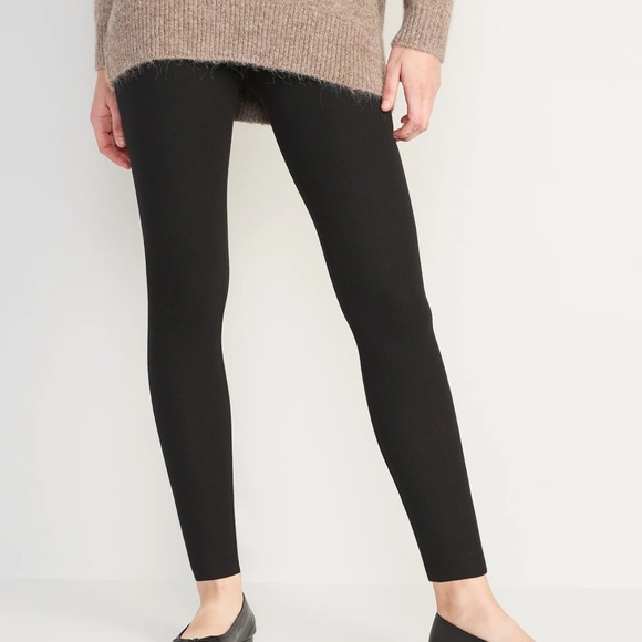 NWT OLD NAVY High-Waisted Rib-Knit Legging.COLOR BLACK JACK SIZE MEDIUM - Picture 1 of 8